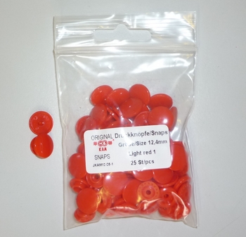 Kamsnap press-buttons 12.4mm (25 pcs), Light Red 1